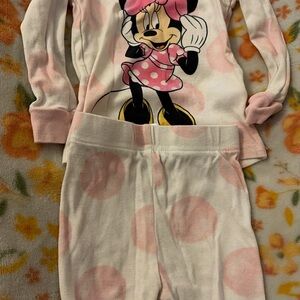 Disney Minnie Mouse Pink and White Polka Dot Pajama Set